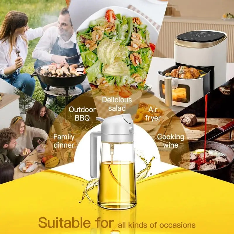 2 in1 Oil Spray Bottle For Kitchen Barbecue Cooking Olive Oil Dispenser Oil Jar Baking Vinegar Soy Sauce Spray Container Plastic