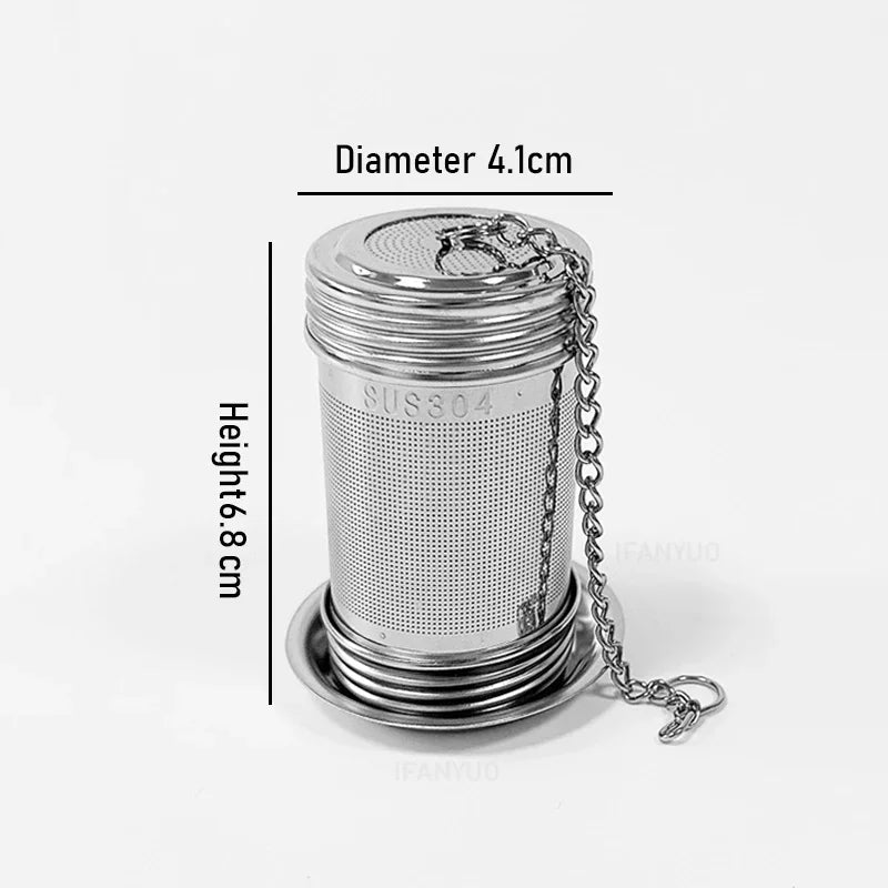 Fine Mesh Filter Tea Infuser Cylindrical 304 Stainless Steel Threaded Connection Teapot Strainer Spice Herb Kitchen Accessories
