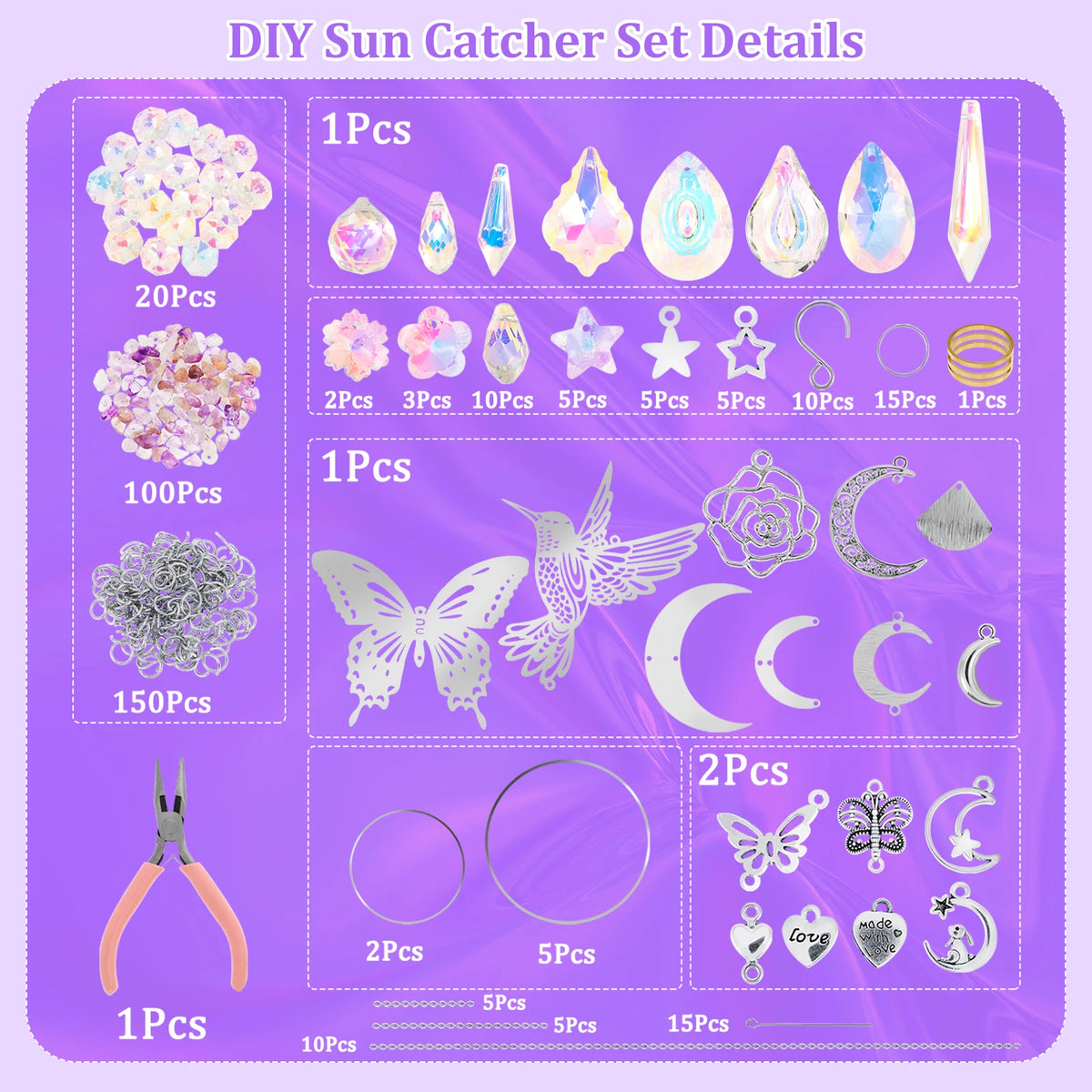 Sun Catchers Making Kits Craft for Garden Window Home Decor Crystal Suncatchers DIY Wind Chime Sun Catchers Making Kit Gifts