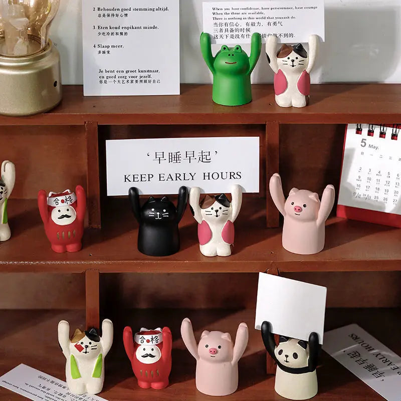 Cute Cartoon Memo Clips Kawaii Card Holder Message Note Photocards Holder Stand Desk Organizer Korean Stationery Office Supplies