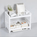 Office Desk Organizer, Double Layer Desktop Storage Rack for Stationery Supplies, Multifunctional Space Saving PP Material