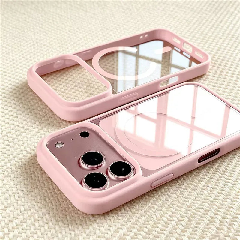 Luxury For Magsafe Magnetic Phone Case for IPhone 18 17 16 15 14 13 12 11 Pro Max Plus Wireless Charge Transparent Back Cover