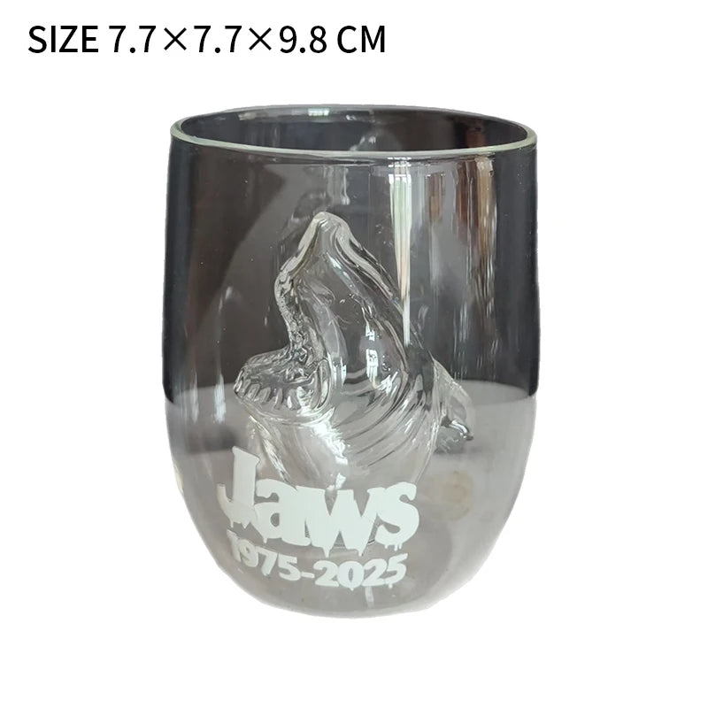 3d Great White Shark Movie Souvenir Glass Cup Transparent Ocean Animal Shaped Whiskey Beer Drinkwares Home Decorations Statues