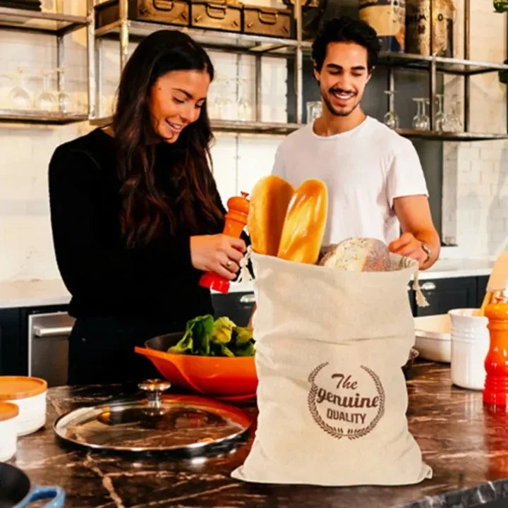 Reusable Linen French Loaf Bread Bags Portable Drawstring Bag for Homemade Kitchen Artisan Bread Fresh Friendly Keeping Storage