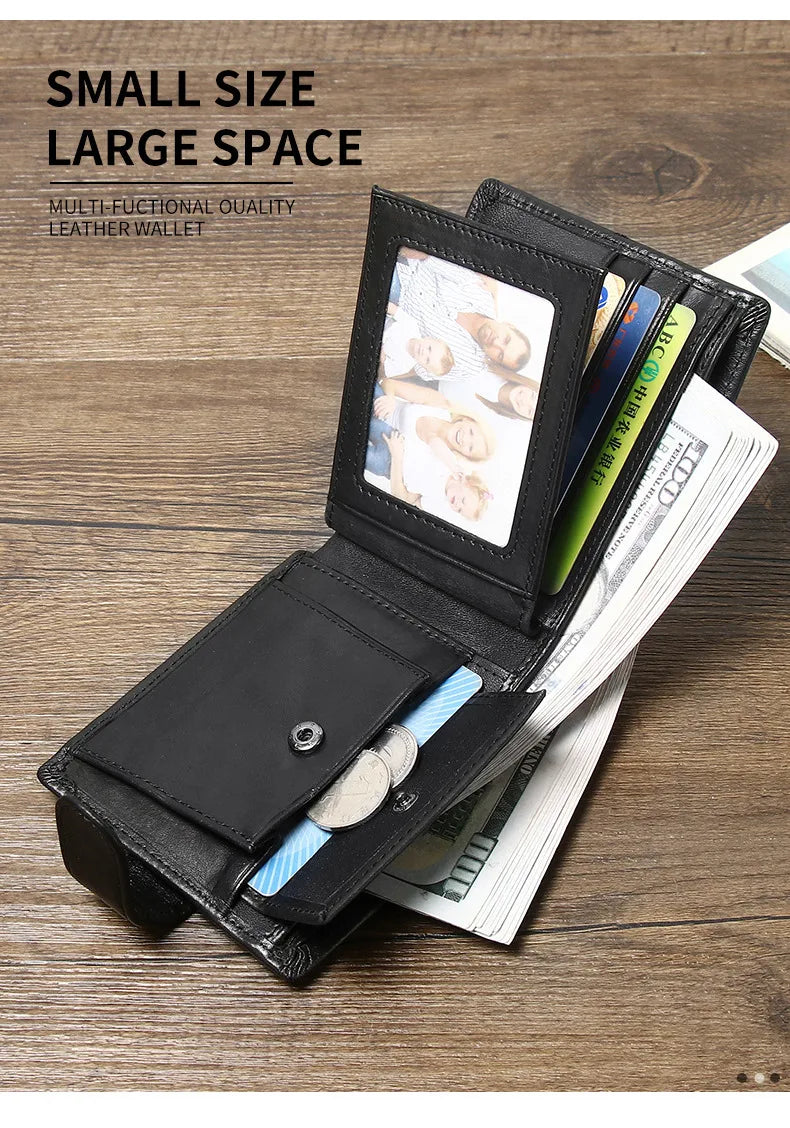 Rfid Leather Mens Wallet with Coin Pocket Designer Dollar Mens Leather Wallet with Rfid