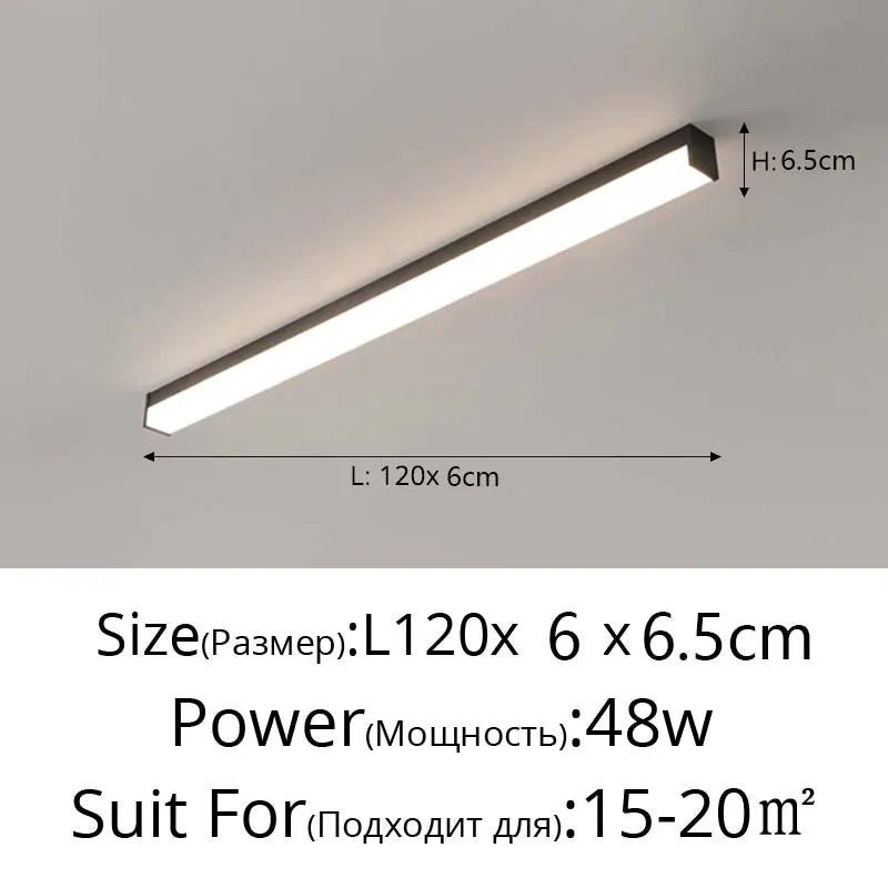 Modern LED Living Room Long Ceiling Light, Hallway Balcony, Bedroom Three Sided Illuminated Ceiling Light, Home Decoration Light