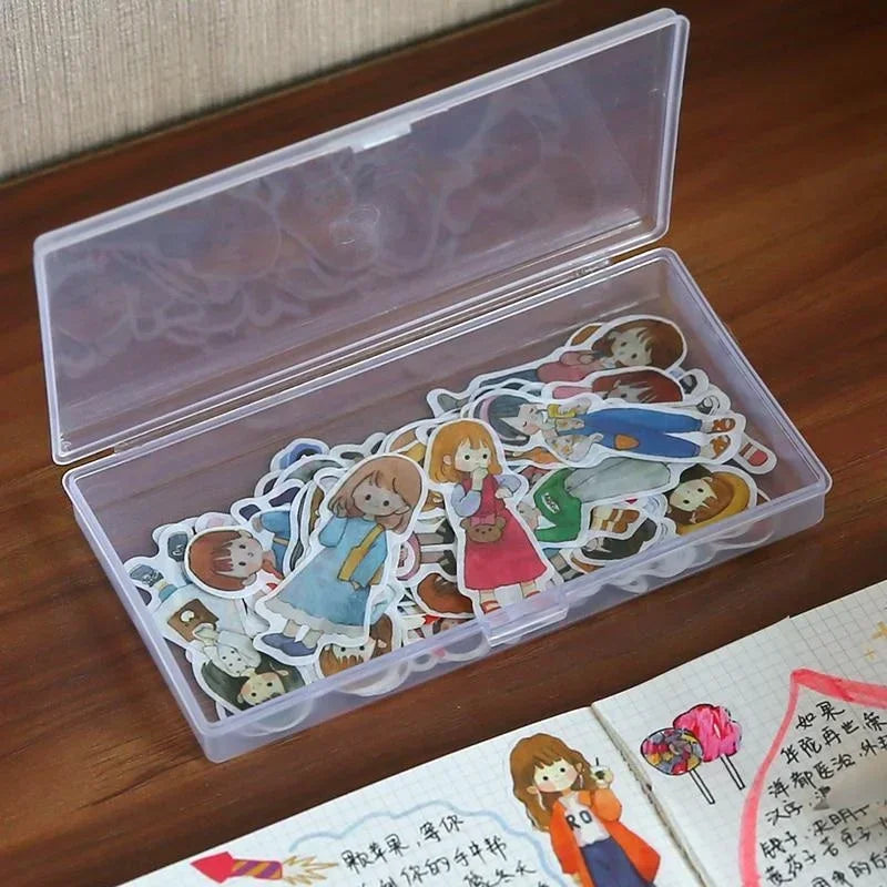 1Pcs New Stationery Holder Sticker Plastic Storage Box Manual Account Container Tool Case Mini Transparent Office Desk Organizer