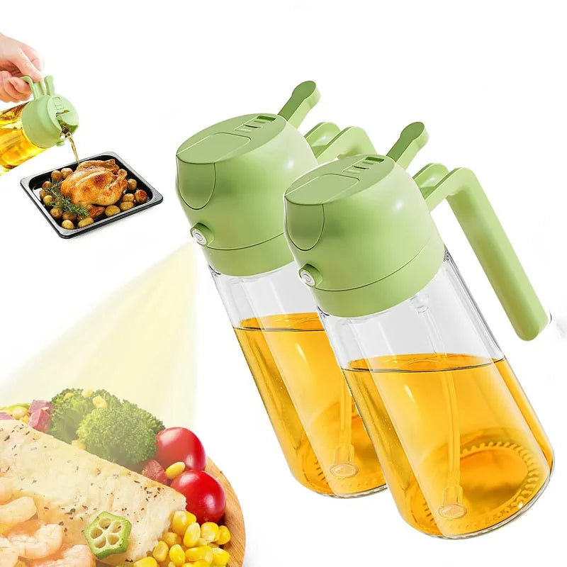 2 in1 Oil Spray Bottle For Kitchen Barbecue Cooking Olive Oil Dispenser Oil Jar Baking Vinegar Soy Sauce Spray Container Plastic
