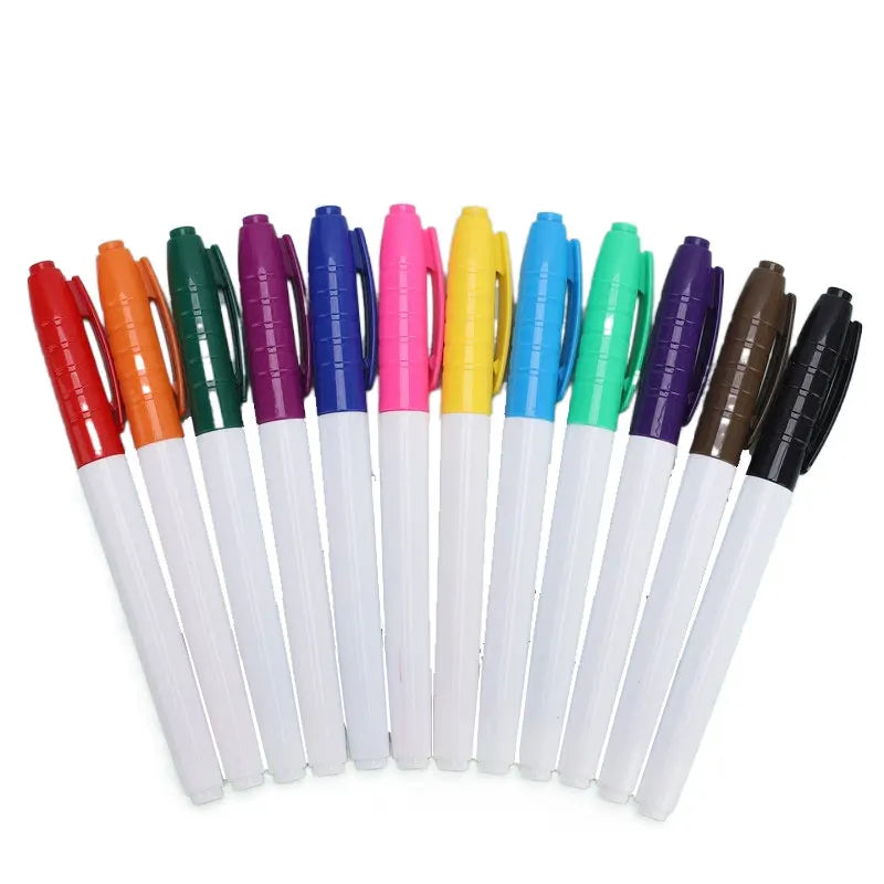 /Lot 0.5MM Erasable Whiteboard Pen 12 Colors Erasing Pen