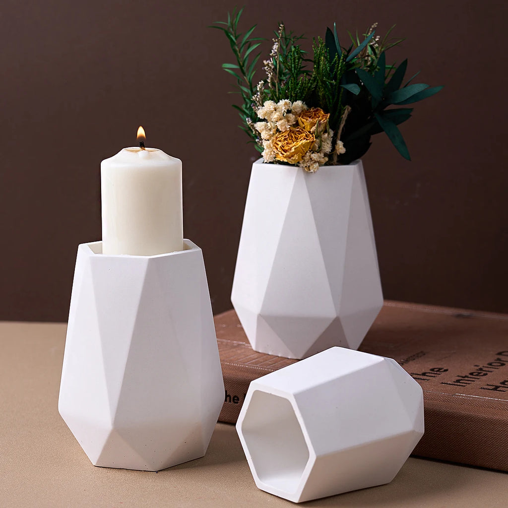 Geometric Hexagonal Jar Silicone Mold DIY Plaster Concrete Casting Pen Holder Vase Jewelry Storage Mold Craft Making Home Decor