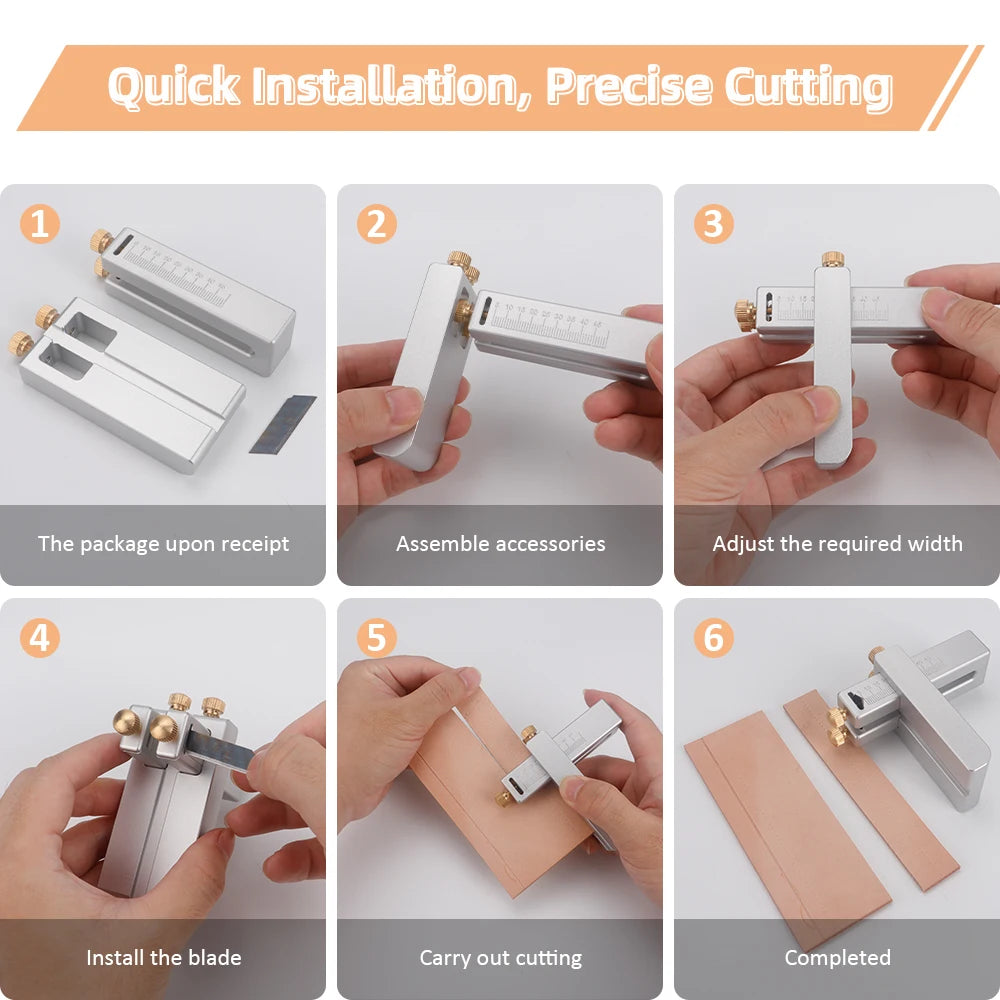 QJH Adjustable Faux Leather Strip Precision Cutting Tool, for DIY Handheld Cutting Belt, Watch Bands & Luggage Straps Craft Tool