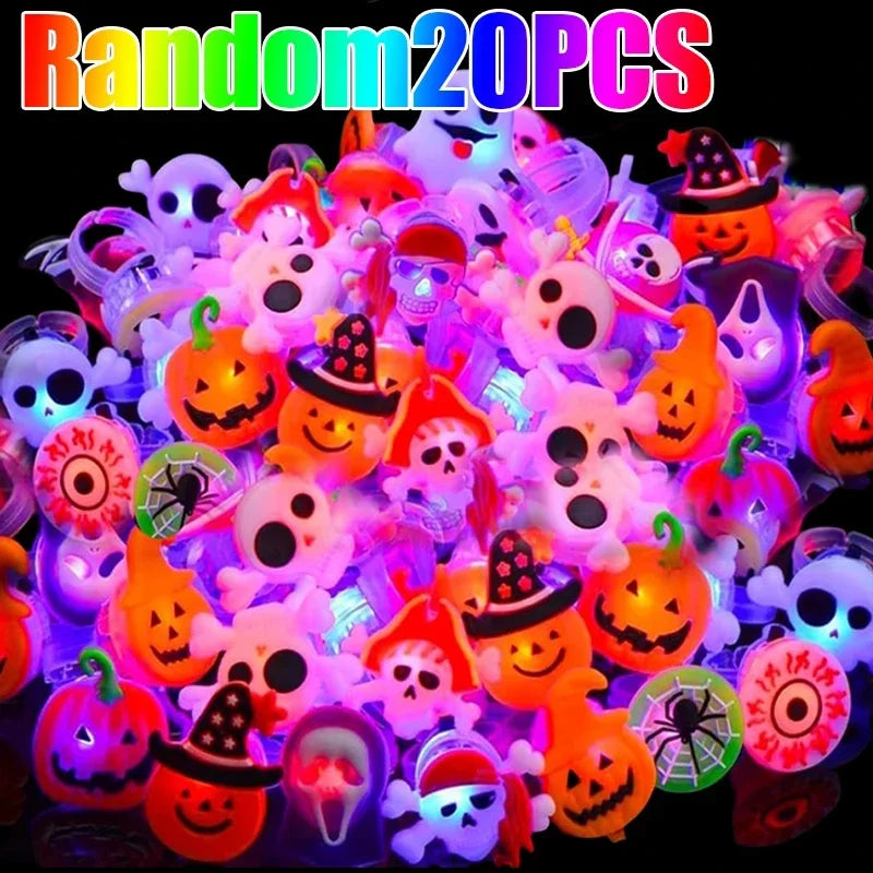 LED Luminous Halloween Toys Pumpkin Ghost Skull Glowing in Dark Fingers Toys with Light Birthday Party Decoration Props Supplies