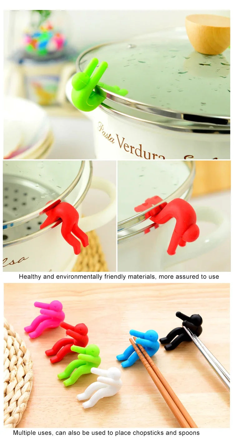 Silicone Support Pan Pot Lid Holder Anti-Overflow Pot Clip Kitchen Tools Stand Mobile Phone Chopstick Spoon Holder Stand Gadgets