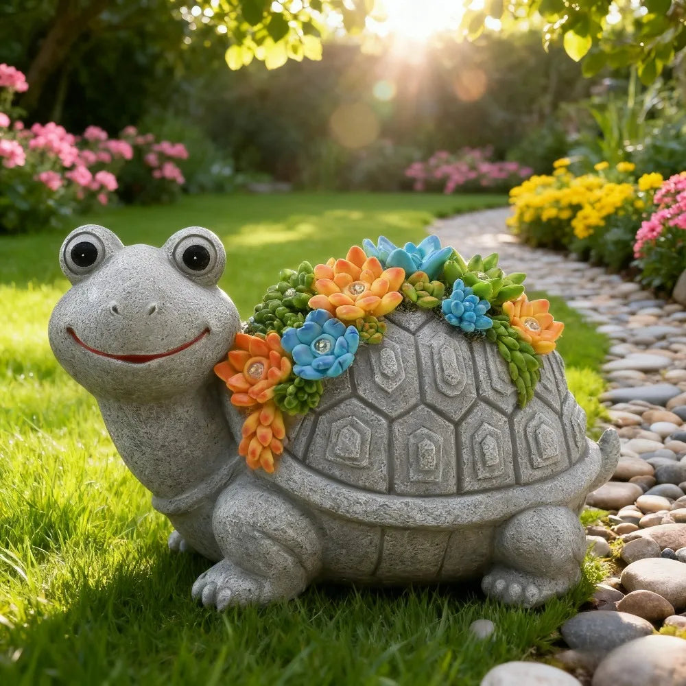 Solar Garden Turtle/elephant/dragon Can Statue Light Garden Statue