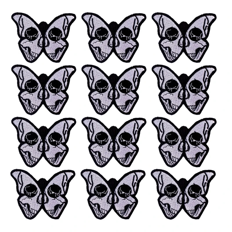 Prajna Wholesale 10PCS Punk Skull Patch For Clothing Skeleton Patches On Clothes DIY Fusible Patch Applqiues Embroidered Pacthes