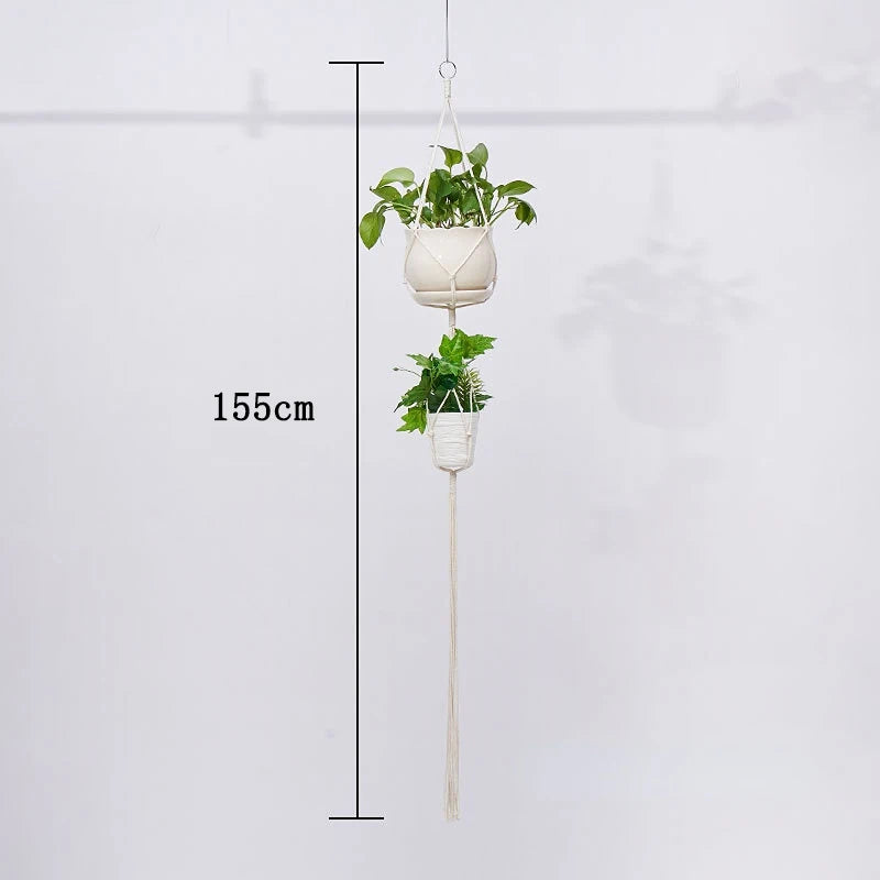 Handmade Macrame Plant Hanging Basket Garden Pots Holder Balcony Macrame Wall Hanging Decoration Knotted Lifting Rope Home Decor
