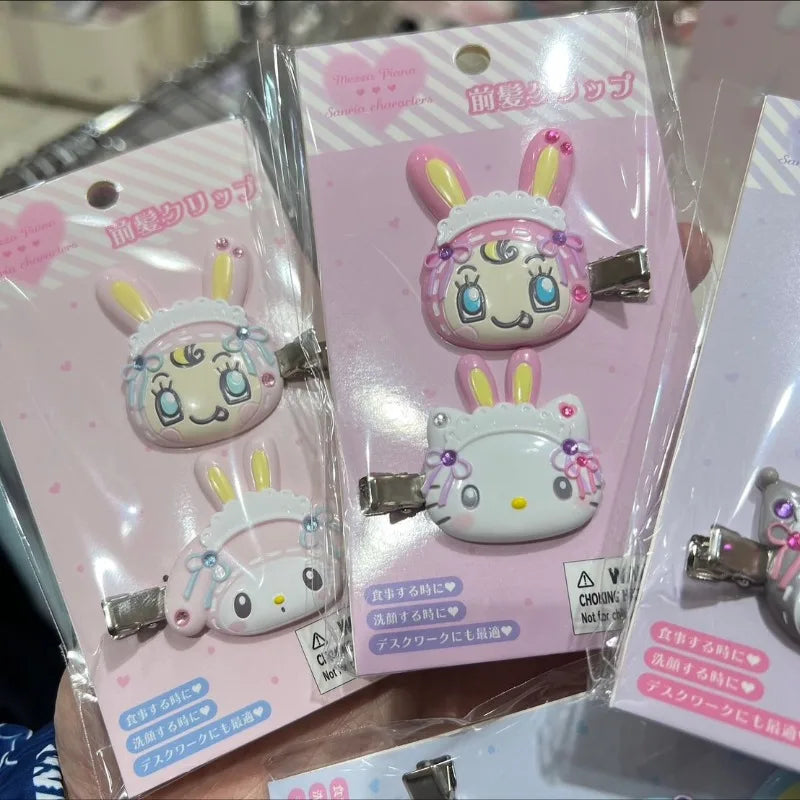 New Sanri Mezzo Piano Bangs Clip Set Cartoon Kuromi Cinnamoroll Hairpin Cute Charmmy Kitty Fashion Bangs Clips for Girls Gifts