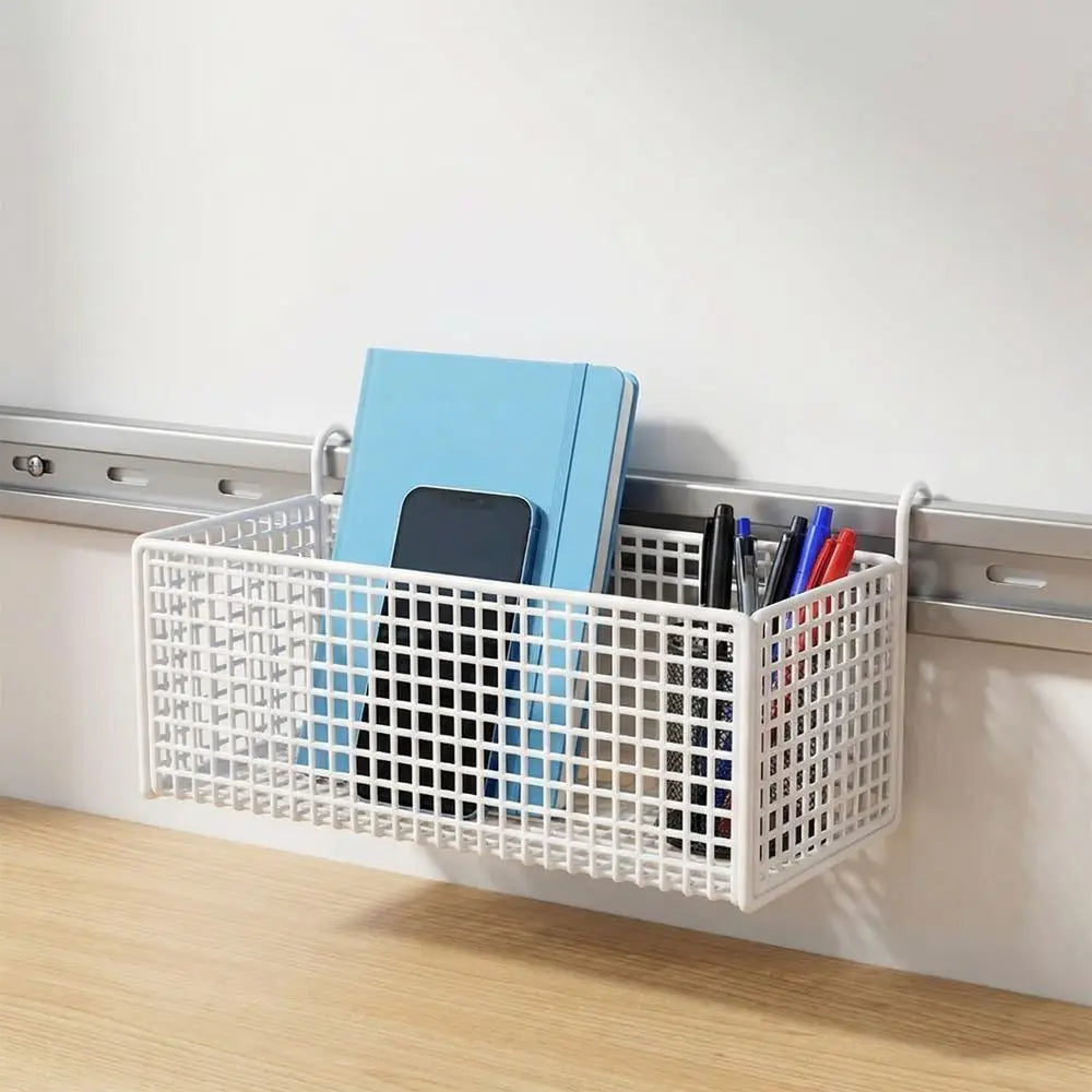 Home Storage Hollow Hanging Storage Rack Iron Holder Bedside Hanging Basket No Drill Large Capacity Space-Saving Shelf Bathroom