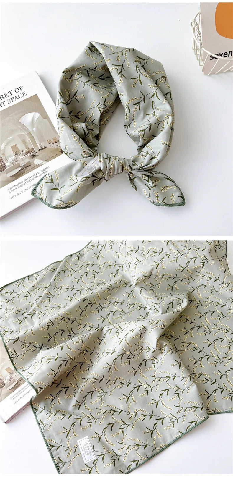 60cm Flower Print Cotton Bandanas Square Scarf Women Girls Headband Accessories Handkerchief Neckerchief Hairscarf Hairscarf