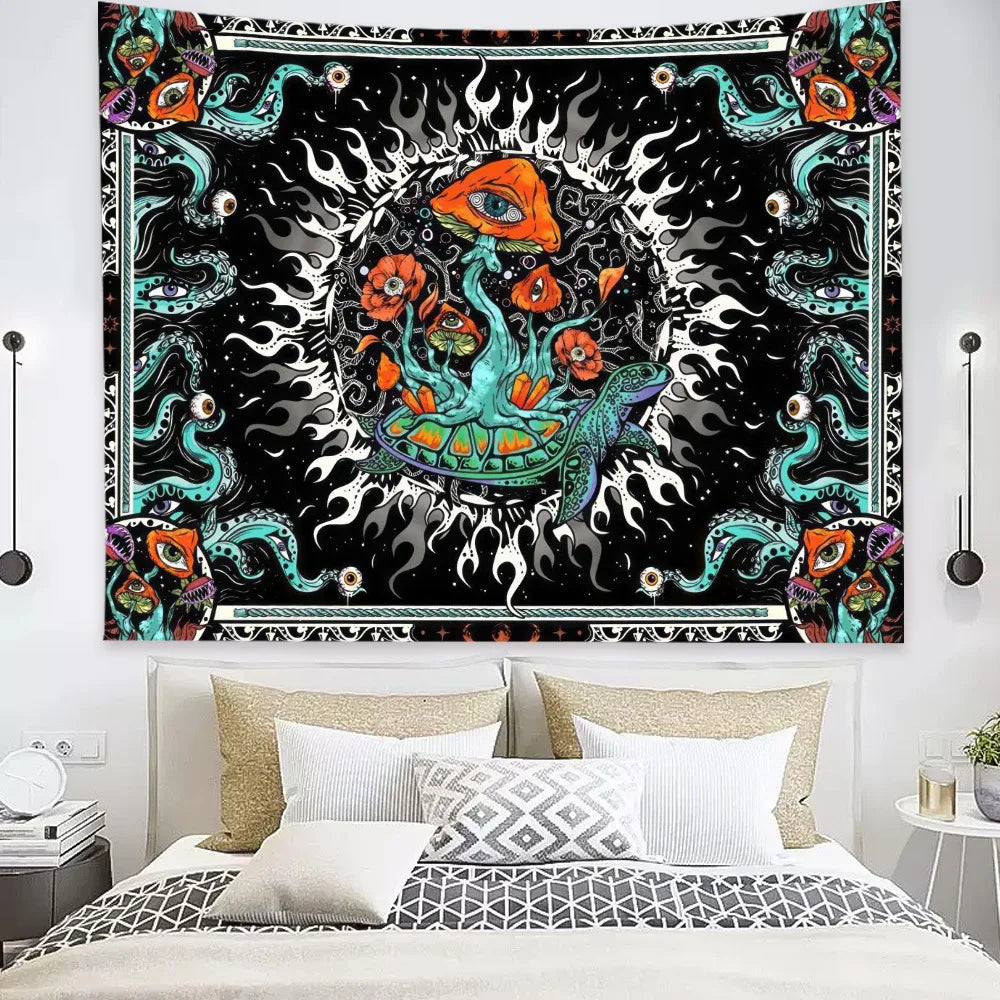 Butterflies and Moths Tapestry Black and White Flower Tapestry Wall Hanging Beach Blanket Romantic Bedroom Dorm Home Decor