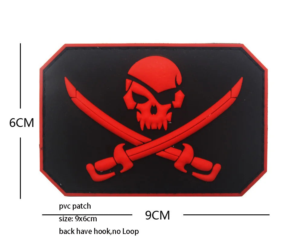 New Design Creative Pirate Captain Jack Soft PVC Armband Glow-in-the Dark Skull Tactical Morale Backpack Patches for Clothing
