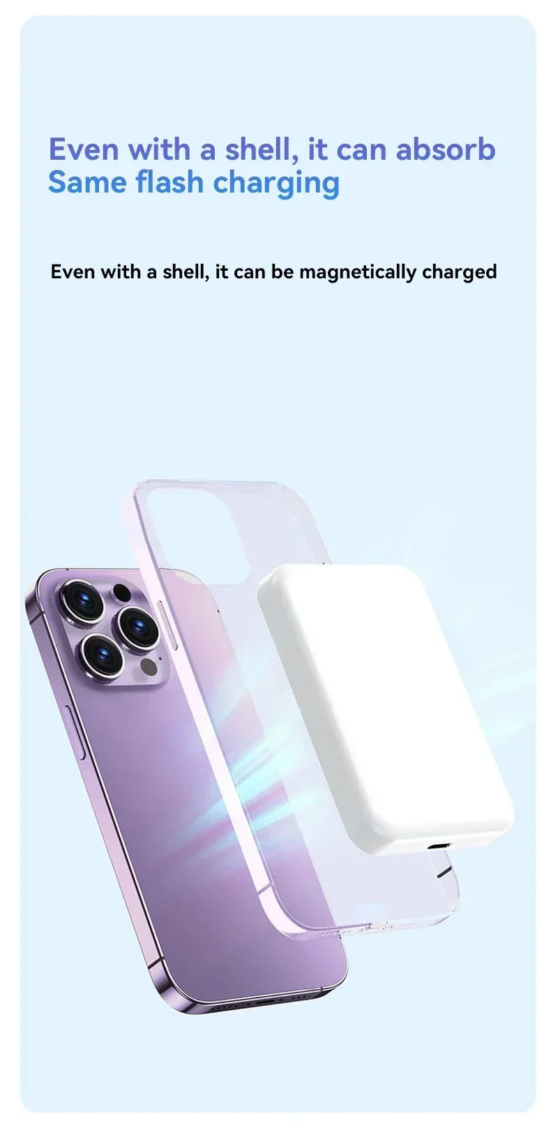 Lenovo 50000mAh Magnetic Power Bank for Magsafe Wireless Charger Fast Charging External Spare Battery For Android iPhone