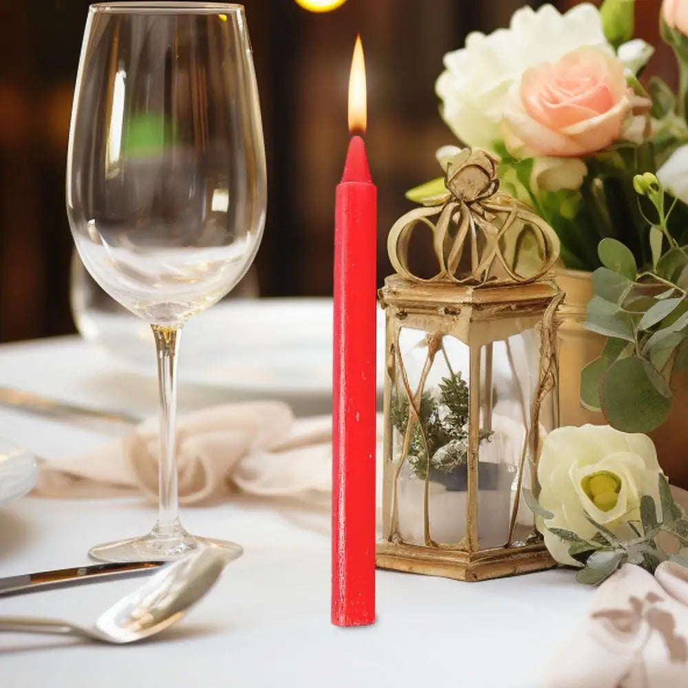 10pcs Unscented Mini Taper Candle Red/White Home Emergency Candles For Christmas Decoration Dinner Wedding Blessing Celebrations