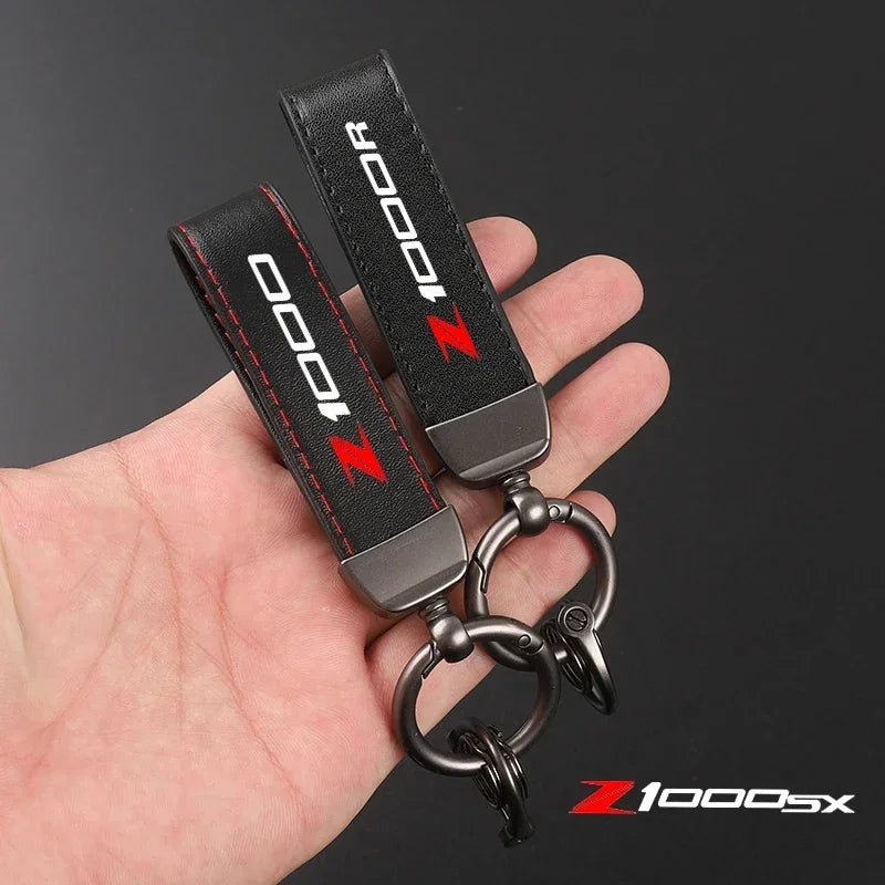 Deluxe Leather Motorcycle Keyring Keychain Lanyard Gift for Kawasaki