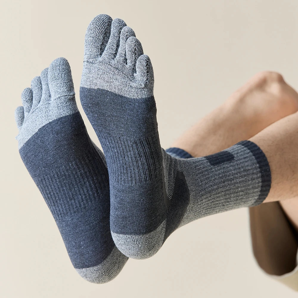 3 Pairs Fleece Toe Socks Men Autumn Winter Warm Five Finger Socks Man High Quality Cotton Sports Crew Socks Running