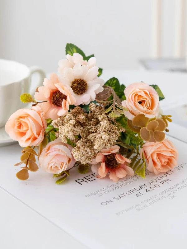 2/4pcs Artificial Flowers Roses Silk Wedding Home Room Table Vase Fillers Festival Outdoor Garden Couryard Decor Bridal Bouquets