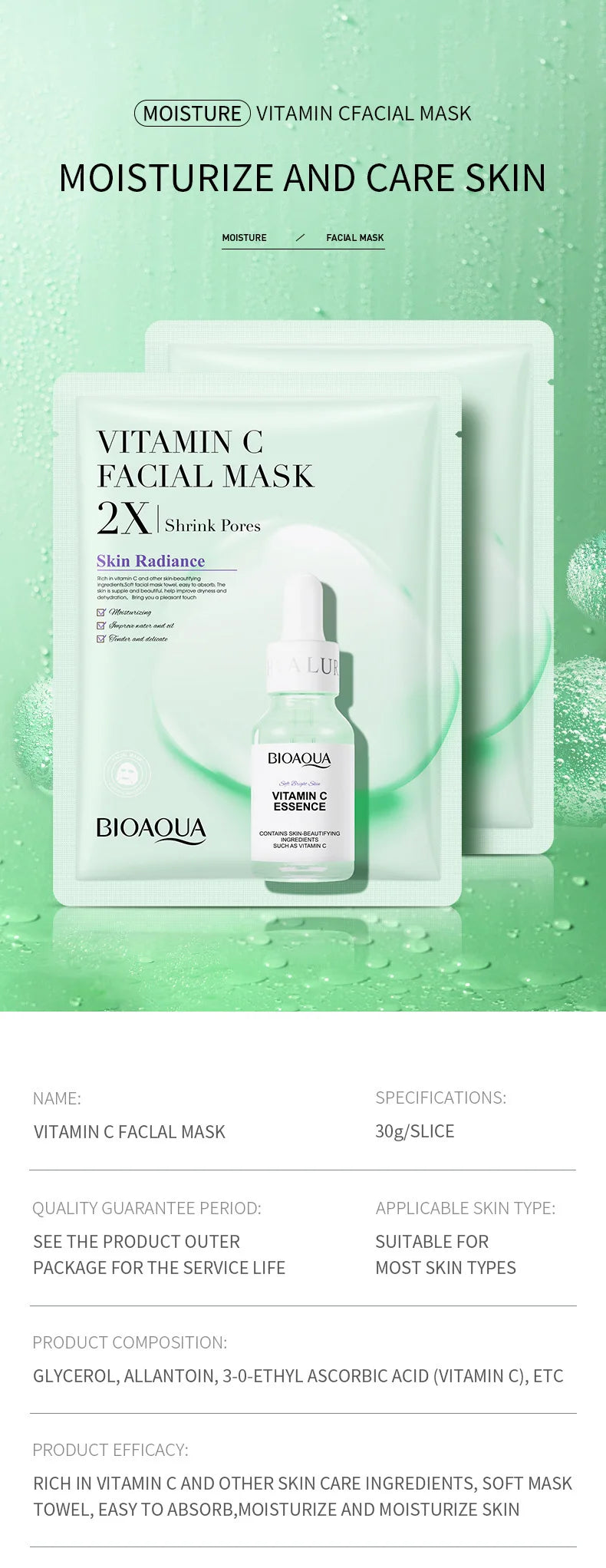 10pcs BIOAQUA Centella Collagen Face Mask Moisturizing Refreshing Sheet Masks Hyaluronic Acid Facial Mask Skin Care Products