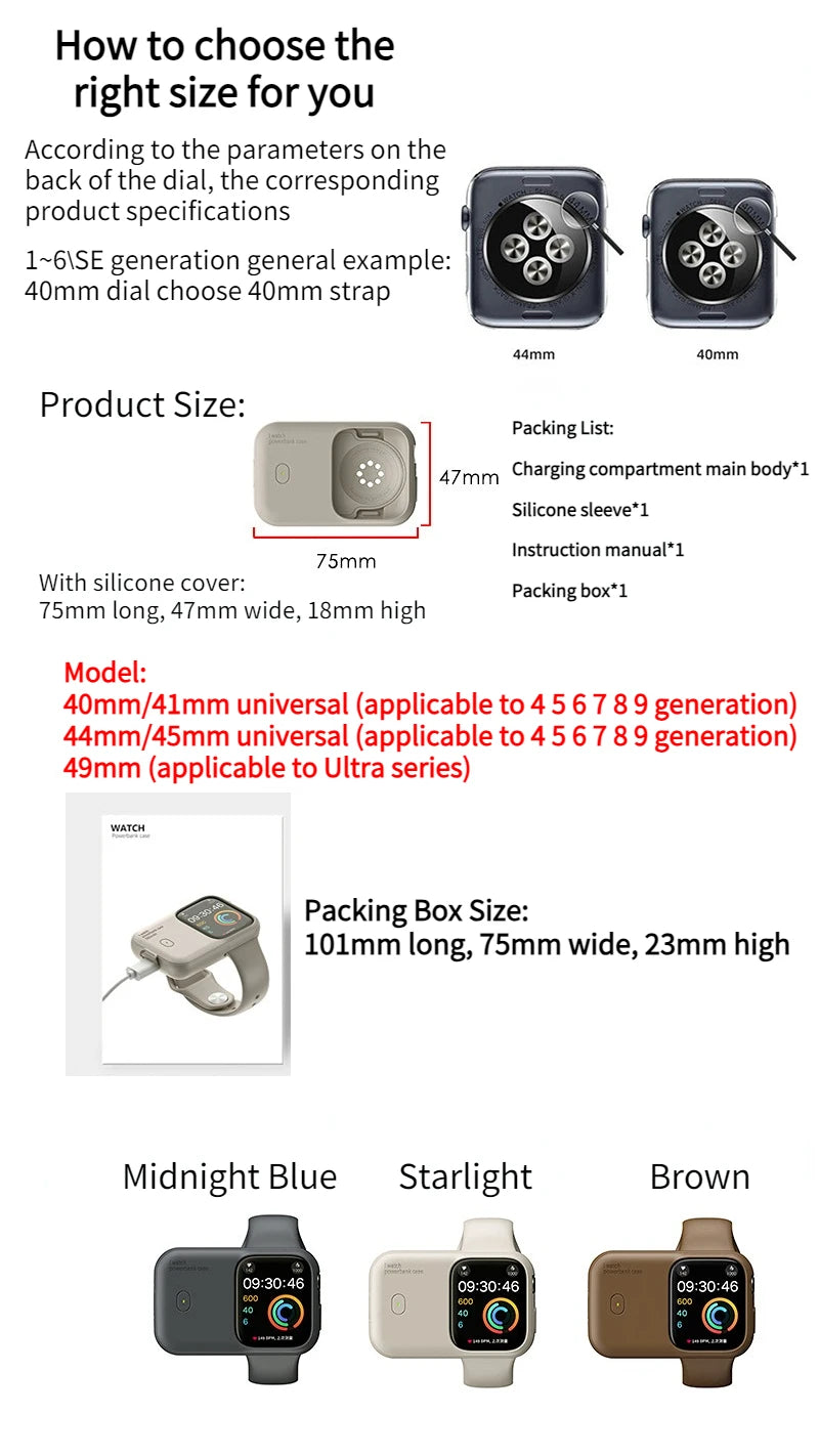 For Apple Watch Wireless Charger Apple Watch S9 44mm 45mm 49mm Smart Outdoor Sports Portable Wearable Wireless Charging Bank