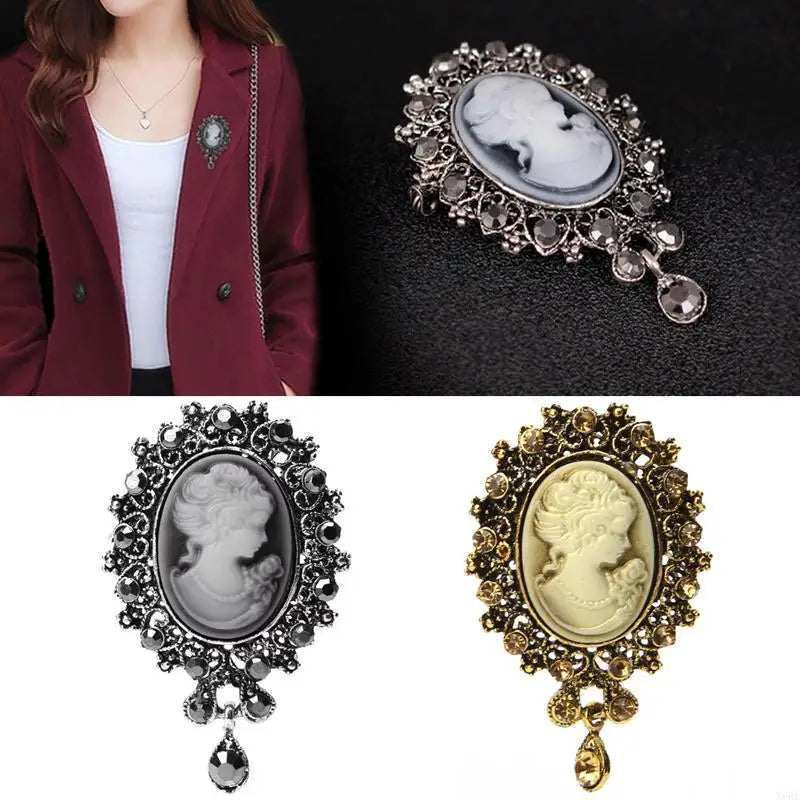 Vintage Cameo Elegant Queen Head Portrait Brooch For Women Antique Wedding Bridal Bouquet Clothing Jewelry