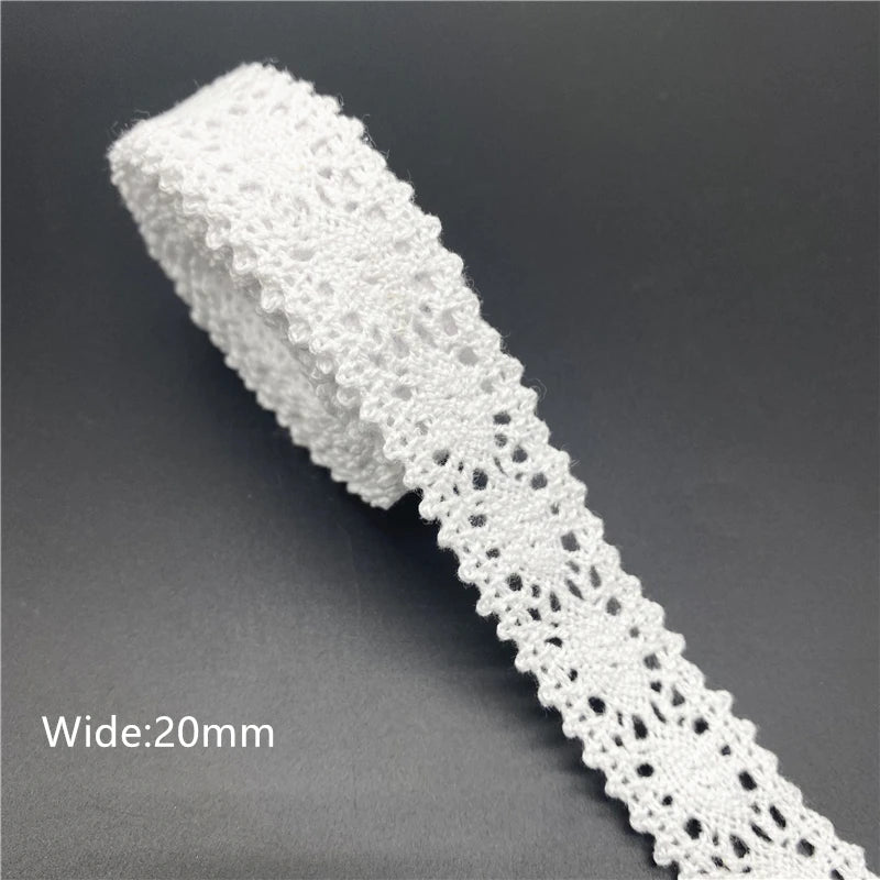 10mm-50mm 2yards White 100%Cotton Lace Ribbon For Apparel Sewing Fabric Trim Cotton Crocheted Lace Ribbon Handmade Accessories