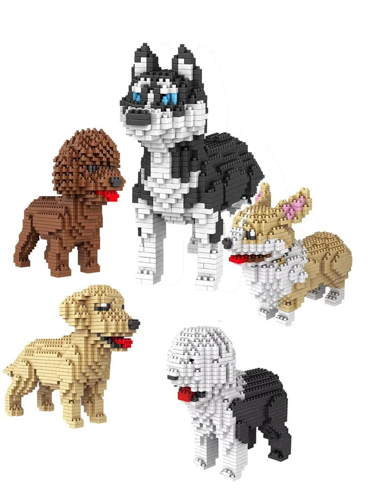 KNEW BUILT Dachshund Dog Model Mini Building Block Toy Set 9 Style for Pet Enthusiasts Teddy Hughes Corgi Collie Pet Style Brick