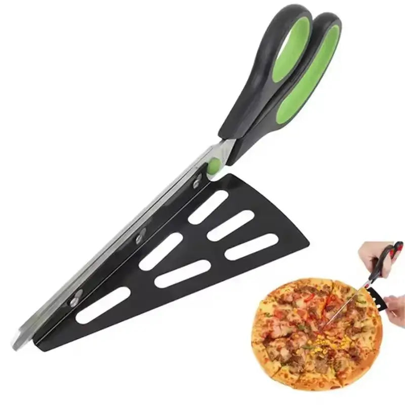 Detachable Pizza Scissors Knife With Protective Server Stainless Steel Pizza Cutter Slicer Scallion Cutter Kitchen Accessories