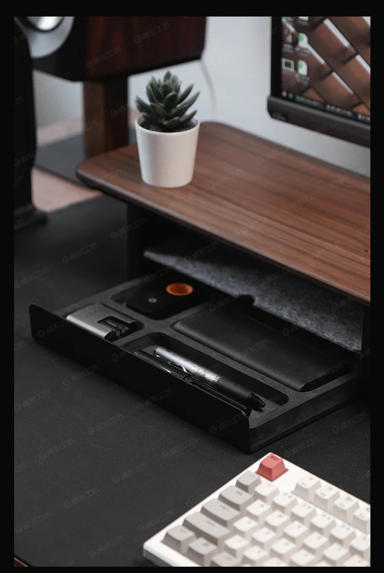 Monitor Stand Riser Storage Drawers Office Desk Organizer Computer Storage Shelf Ergonomic Desk Accessory for Home Office Setup