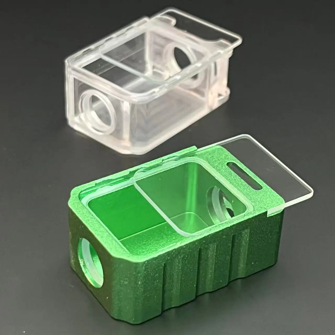 Colorful Aluminum/Acrylic 39mmx26mmx16.5mm Desk Organizer Box BORO with Glass Cover Billet Storage O Rings Holders Accessories