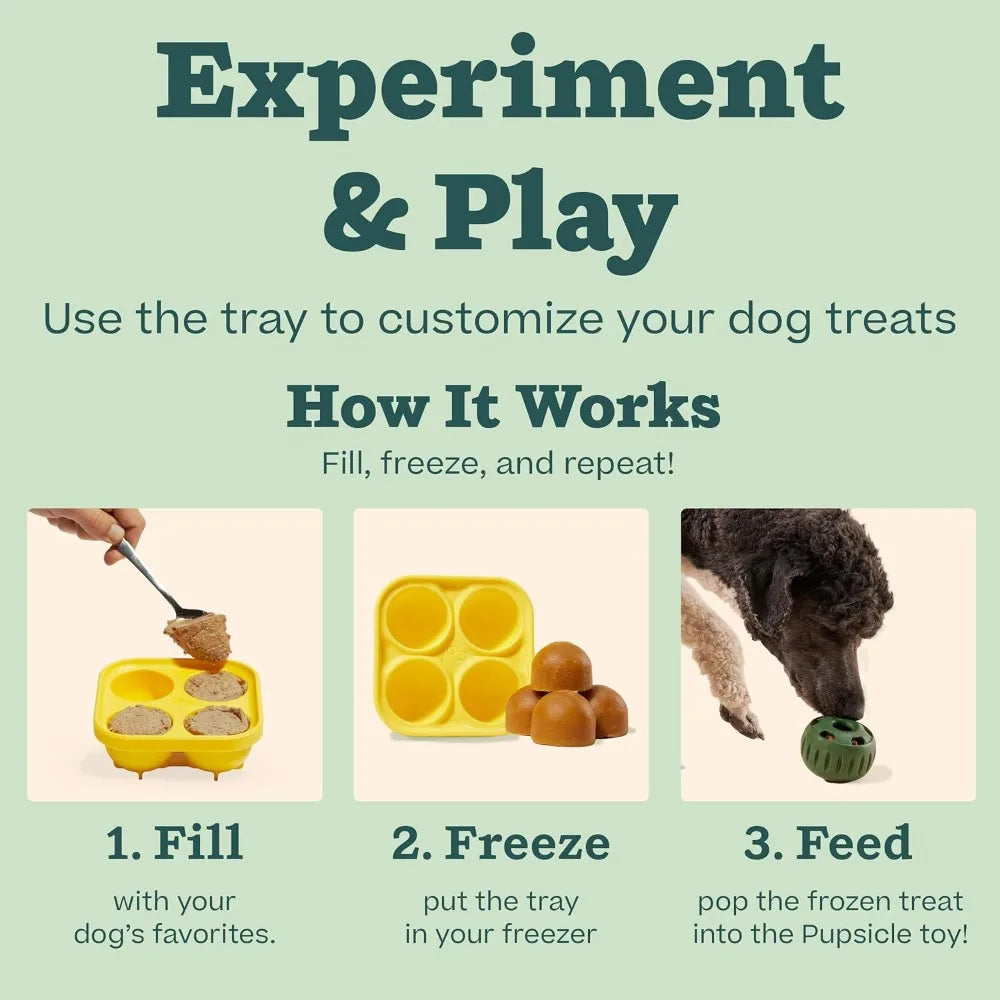 Pupsicle & Treat Tray Long-Lasting Interactive Dog Ball Toy Silicone Dog Treat Mold Keep Your Pup Busy BPA Free Easy Clean Toys