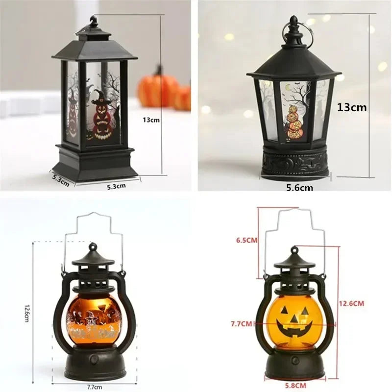 Halloween Hanging LED Lantern Retro Witch Castle Pumpkin Ghost Lamp Halloween Party Home Indoor Outdoor Decor Gift Supplies