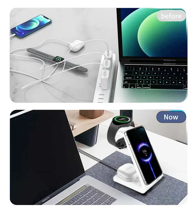 3 in 1 30W Travel Wireless Charger For Samsung Galaxy S23 S22 Watch 6 pro/5/4/3 Active 1 2 Buds Pro Plus Fast Charging Station
