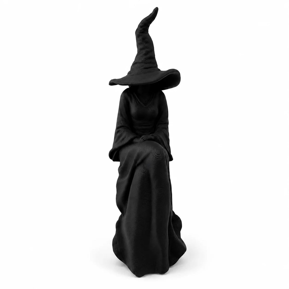Plastic Faceless Witch Figurine Black Sitting Witch Wall Decor Gothic Halloween Living Room Bookshelf Entryway Porch Ornament