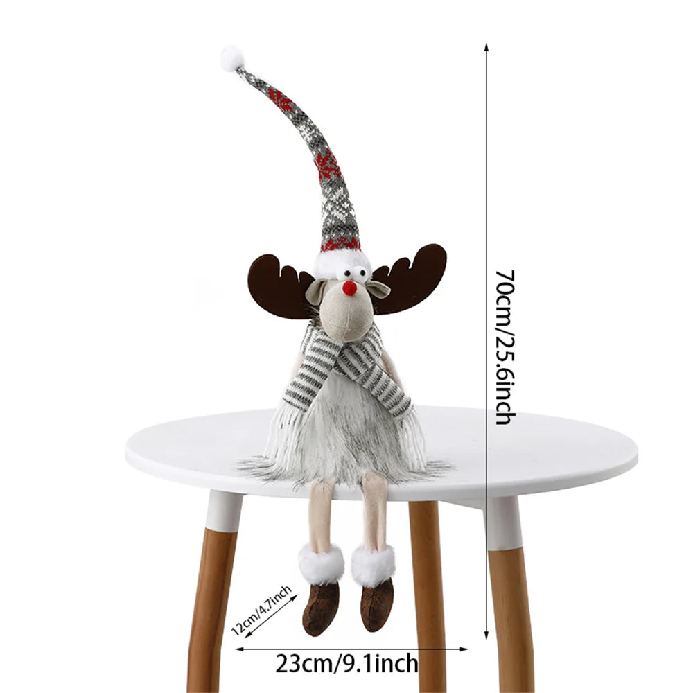 Christmas Large Standing Elk Dolls Navidad Figurine Ornaments With Lights Reindeer For Xmas Kid Gift 2023 New Year Home Decor