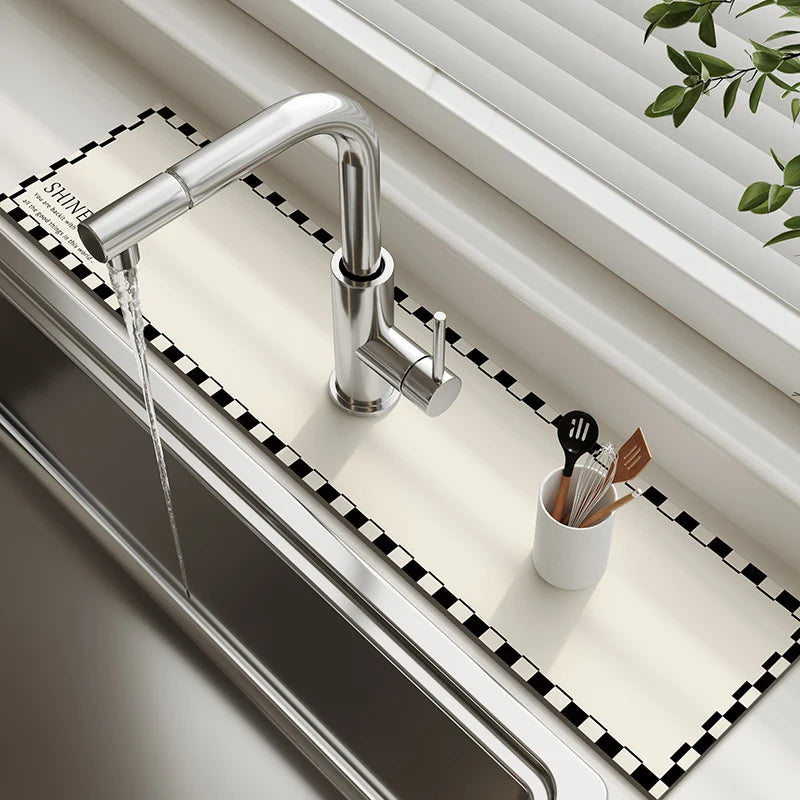 Kitchen Sink Faucet Mat Absorbent Faucet Splash Guard Drain Pad Bathroom Countertop Protector Diatomite Faucet Rug Washable