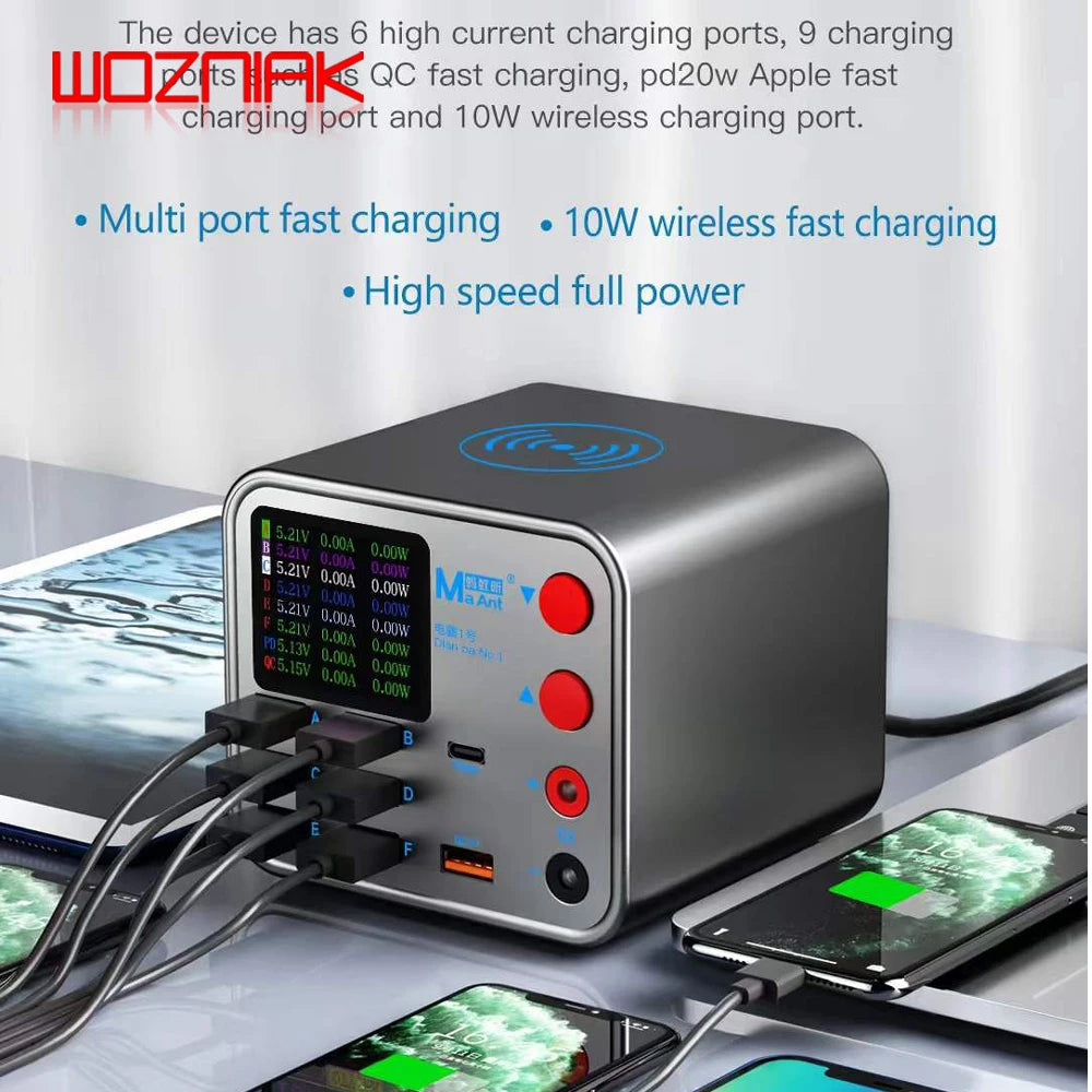 MAANT 8port USB PD Fast Charging Wireless Charger With Anti Short Circuit Repair Function Mobile Phone Power Cord Extension Port