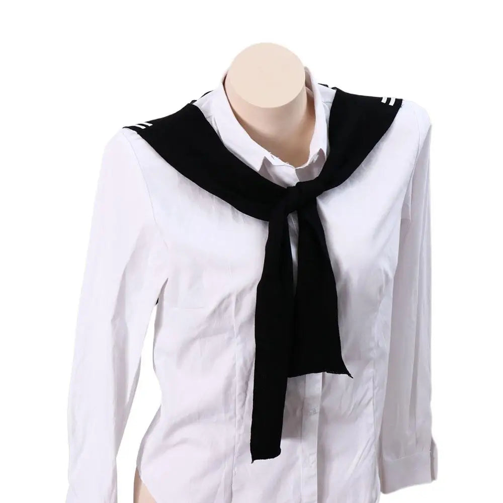 Warm Stripe Knitted Shawl Patchwork Naval Style Blouse Shoulder Fake Collar Korean Style Scarf Accessories Knot Scarf Outdoor