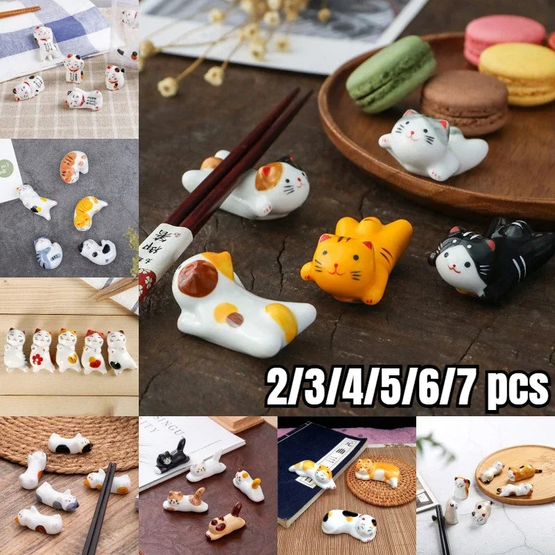 Cat Ceramic Chopstick Holder Stand