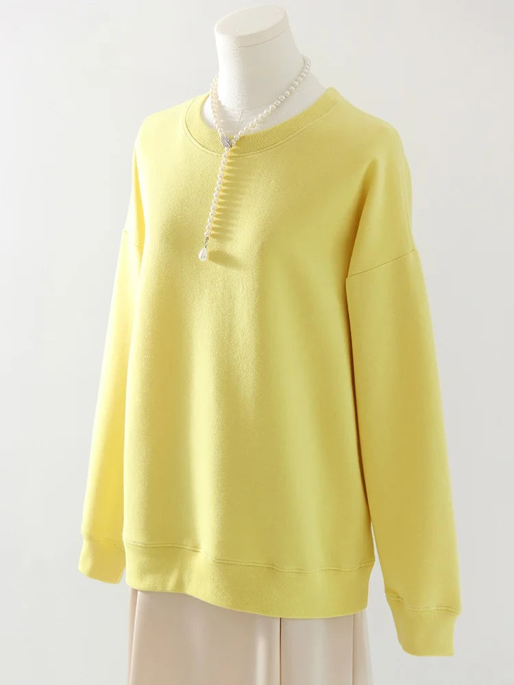 Autumn Oversized Sweatshirts Women Cotton Loose Pullovers Red O Neck Warm Sweatshirt For Women Oversize Winter Clothes Fleece