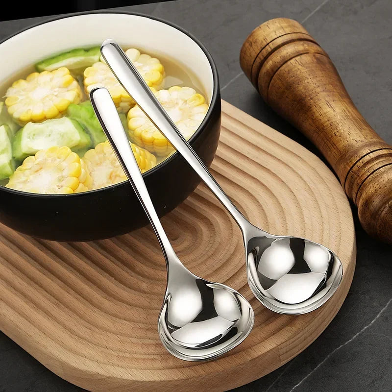 1pc Stainless Steel Thickening Spoon Creative Long Handle Durable Hotel Hot Pot Spoon Soup Ladle Home Kitchen Essential Tools