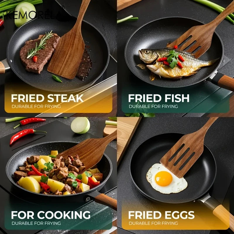 Wooden Cooking Spatula Set - Natural Wooden for Baking